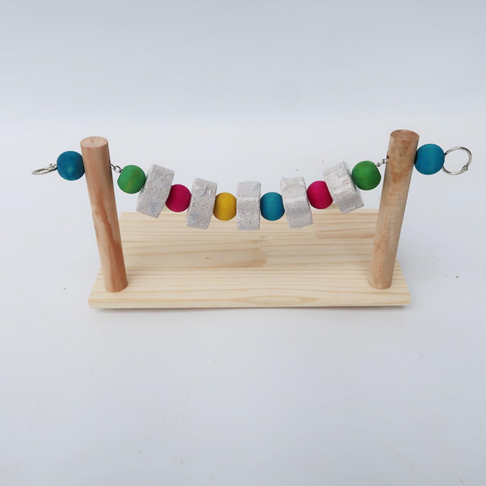 Grinding Block Chew Toy Perching Play Climbing Platform Wooden Playground Bird Stand Molar Stone for Rabbits Rat Gerbil Chipmunk Chinchilla