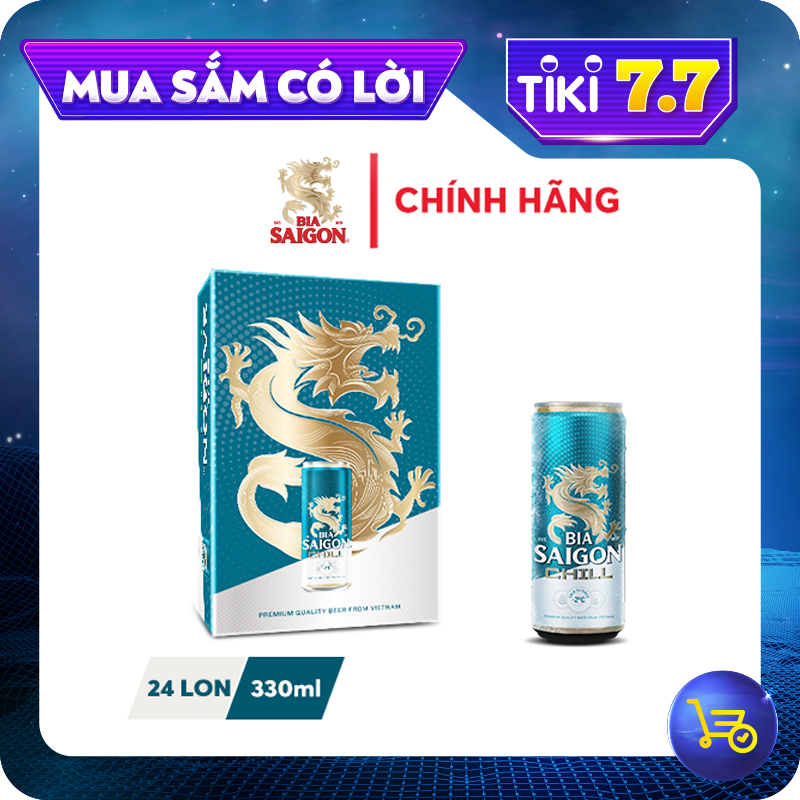 Thùng 24 Lon Bia Sài Gòn Chill 330ml