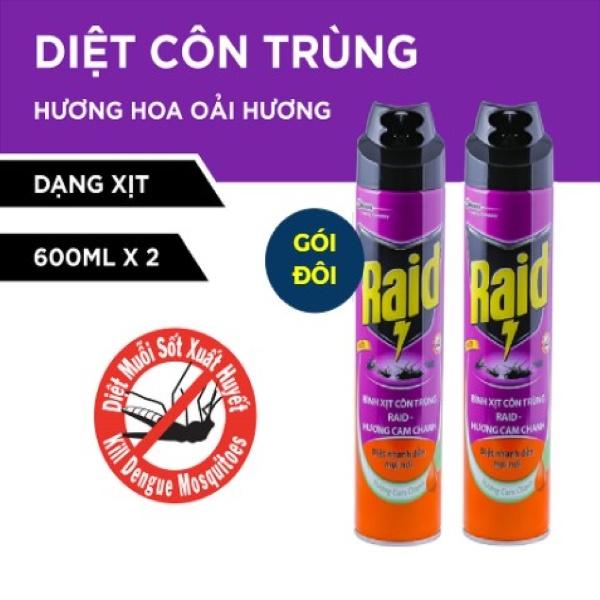Combo 2 RAID Bình xịt côn trùng Hương Cam Chanh 600ml/bình