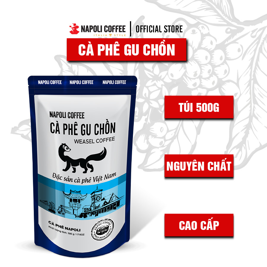Cà Phê Chồn Napoli Coffee 500g/túi - Cafe Arabica/Robusta/Culi Hạt SẠCH Cao Cấp Chuyên Pha Phin hoặc Máy
