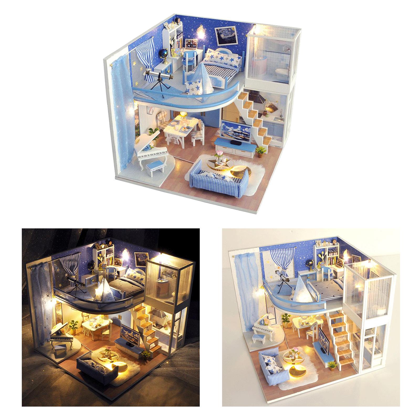 Self Assembled Dollhouse Furniture Building Cottage House Dustproof Cover