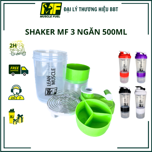 Bình lắc( Shaker) 3 ngăn 500ml có con lắc lò xo