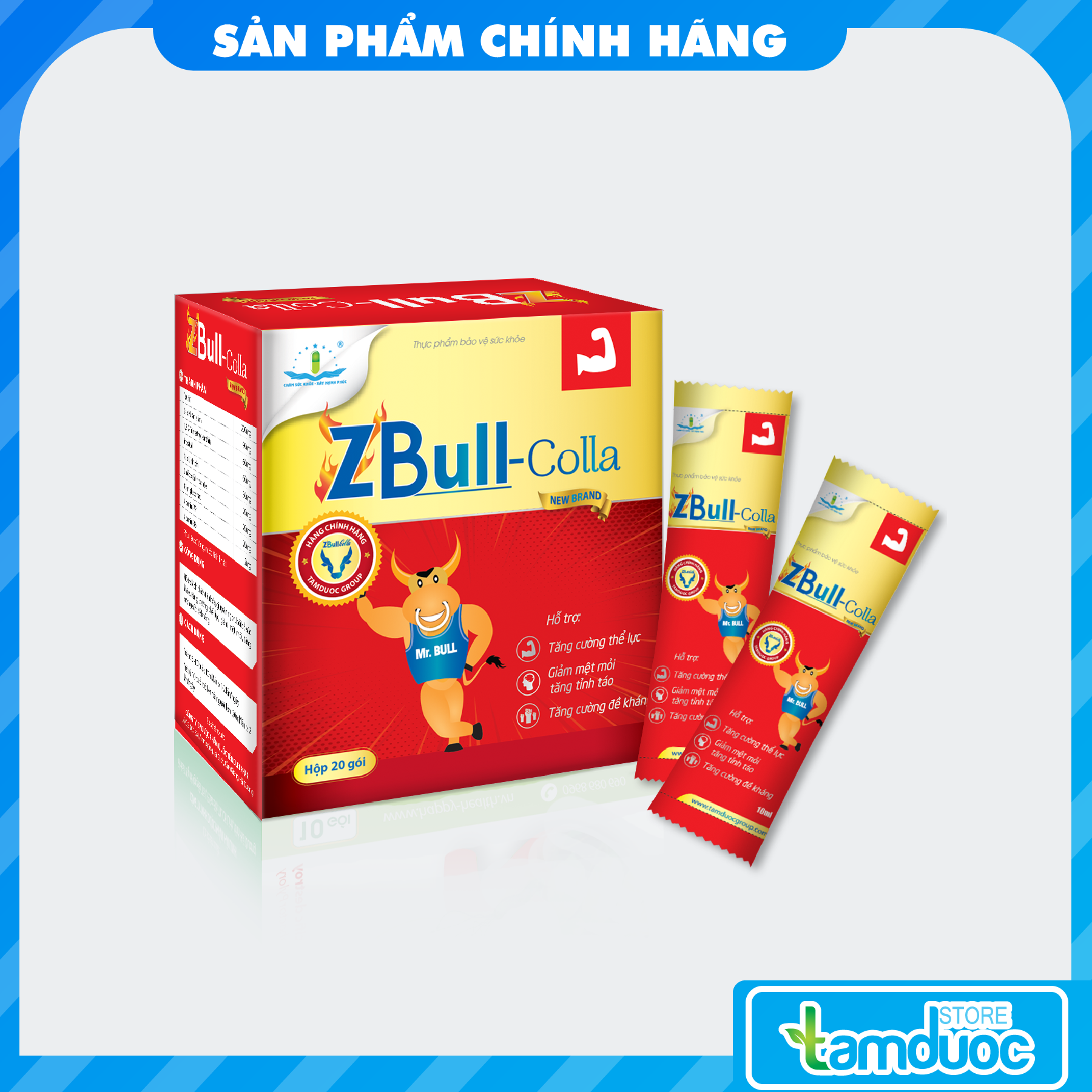 Zbull Colla Dung Dịch Tăng Lực, Hỗ Trợ Giảm Căng Thẳng, Mệt Mỏi, Bồi Bổ Sức Khỏe, Tăng Sức Đề Kháng (Hộp 30 gói)