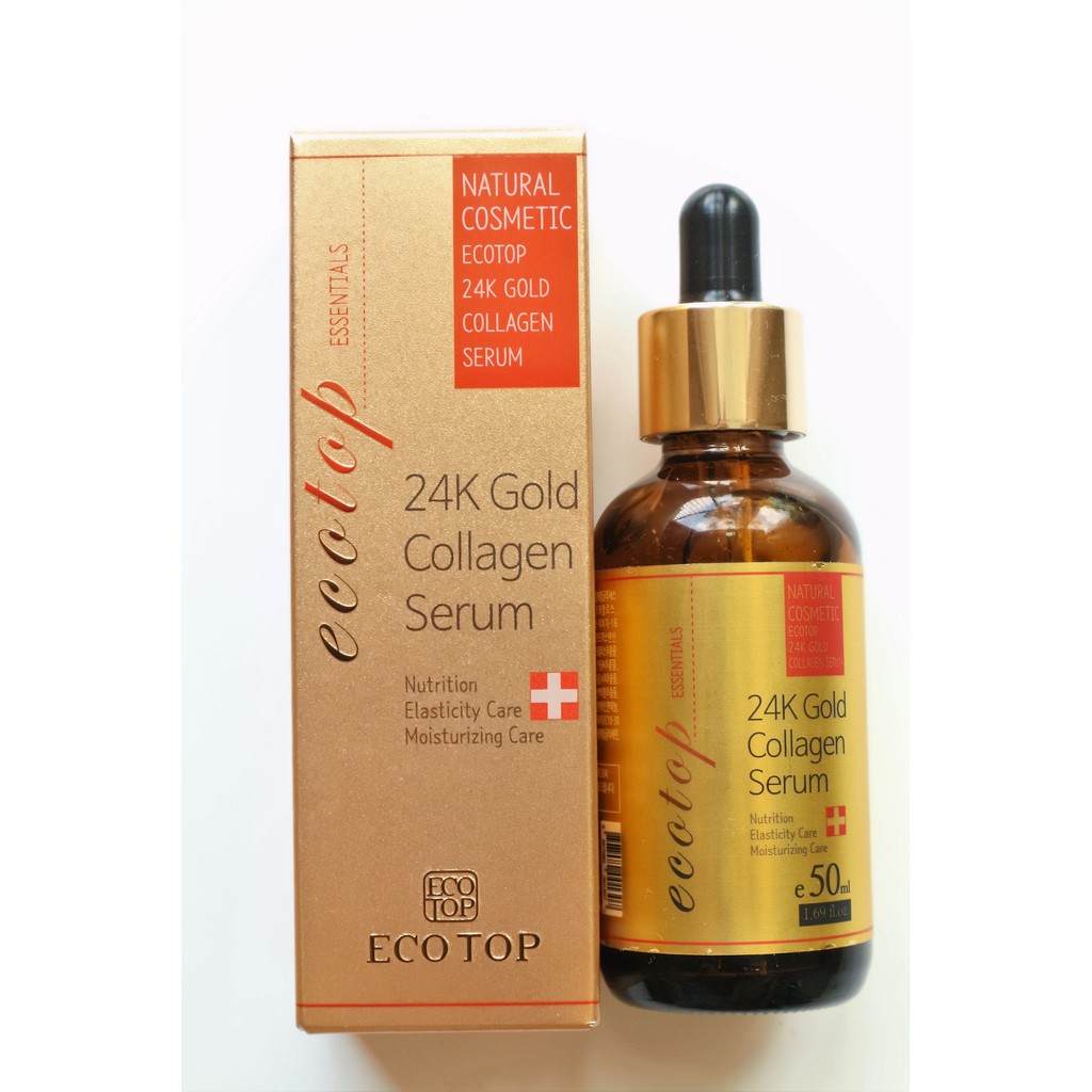 Combo serum ngăn ngừa lão hóa 24k gold Ecotop 50ml + Kem chống nắng collagen SPF50+ 70ml (Tặng 1 hộp mặt nạ Jant Blanc 10 miếng)