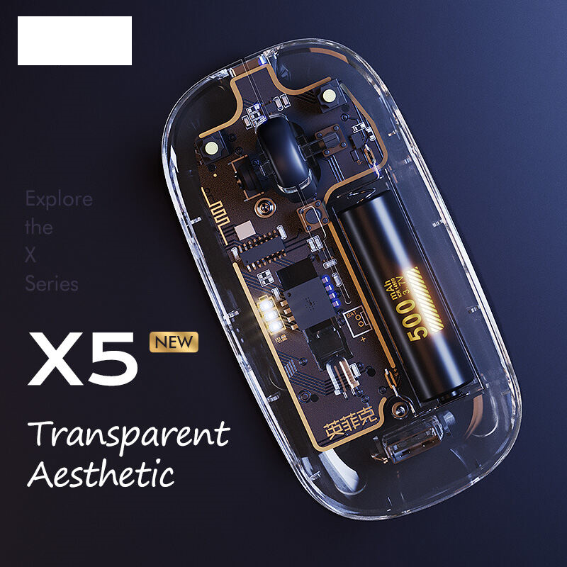 Chuột không dây  X5 thiết kế trong suốt mới lạ kết nối bằng chip USB 2.4G với dung lượng pin lên đến 500mAh