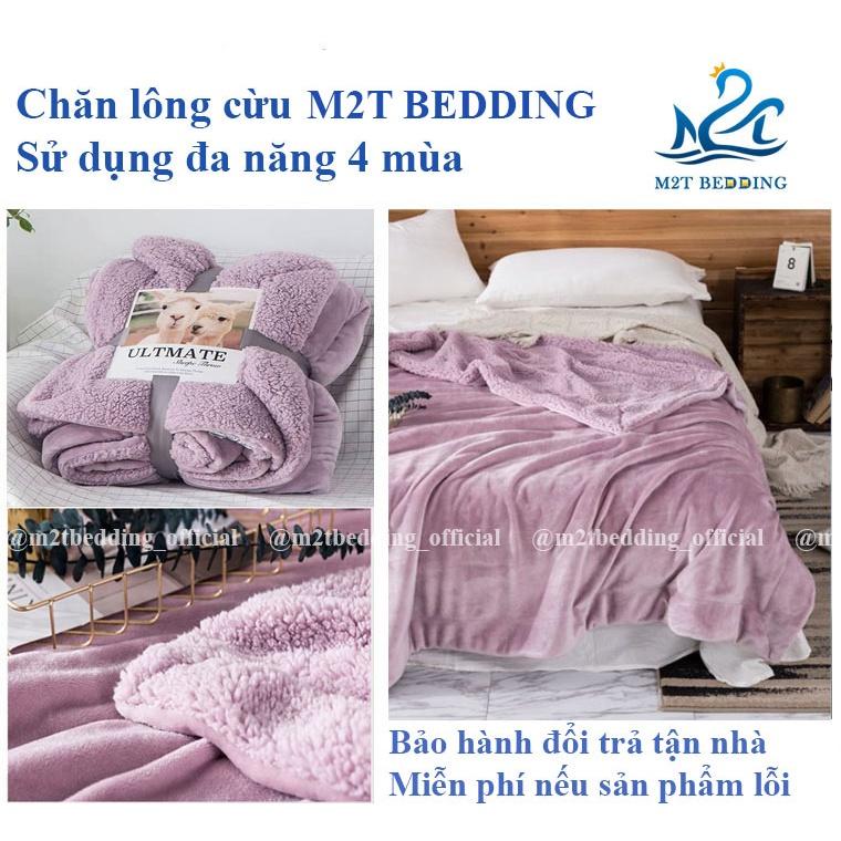 Chăn lông cừu M2T BEDDING, mền lông tuyết dày 2 lớp đại hàn cho bé và gia đình kích thước 2mx2m3