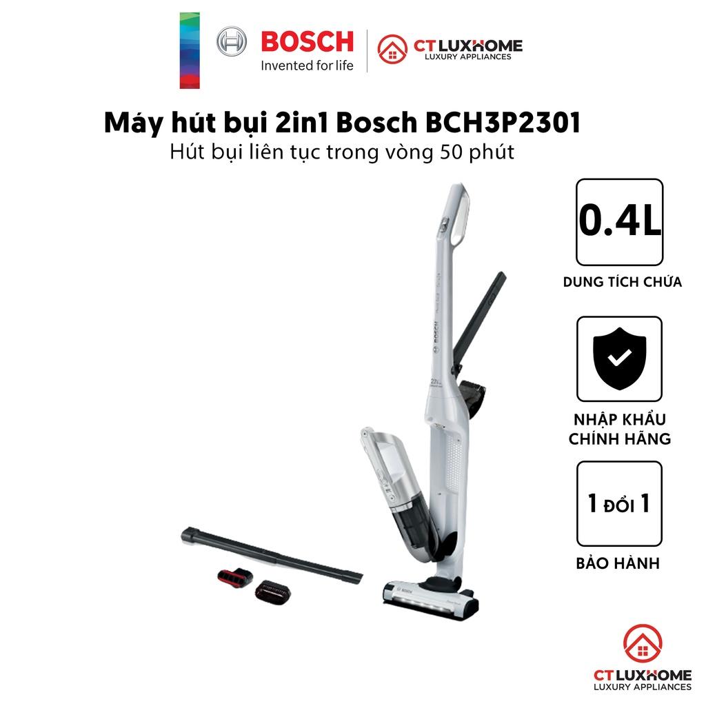 Máy hút bụi cầm tay Bosch serie 4 2in1 BCH3P2301 màu trắng 0.4L - Hàng chính hãng