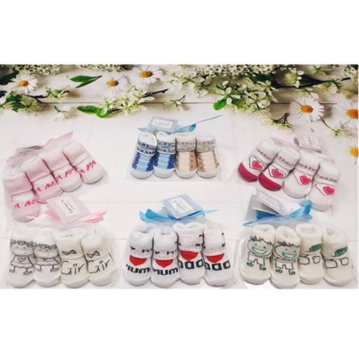 Set 2 đôi tất sơ sinh trong túi lưới hàng cao cấp cho bé từ 0-4 tháng
