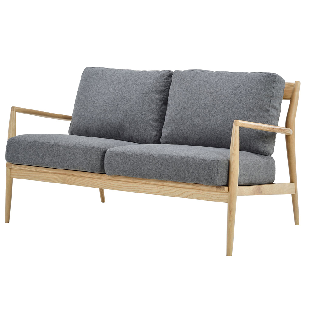 Sofa 2S Nofu806 gỗ tần bì bọc vải polyester ghi đậm R152xS88xC75cm