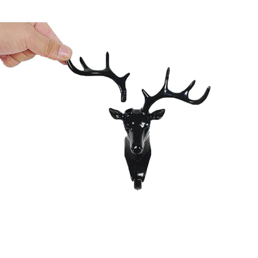 Animal Deer Stags Head Hook Hanger Rack Holder Wall Mount Home Decor Black