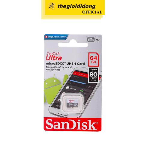 Thẻ nhớ Sandisk MicroSD 64GB class 10_U1 - Hàng Chính Hãng