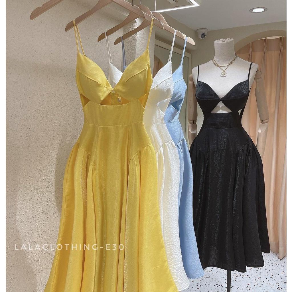 Váy xoè 2 dây khoét eo tam giác dáng dài LalaClothing