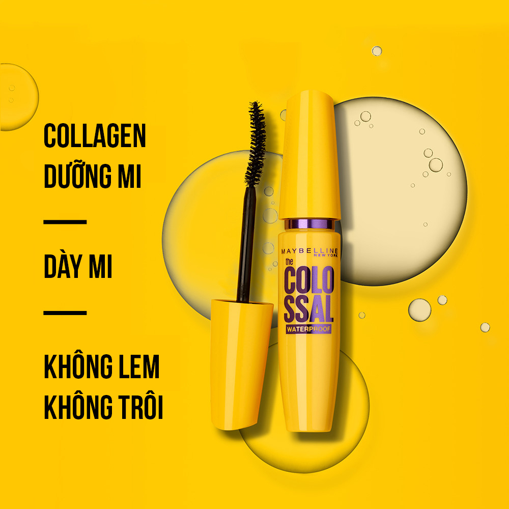 [Bộ trang điểm] Bộ đôi bút kẻ mắt nước siêu sắc mảnh + Mascara Dưỡng Mi Collagen Dày gấp 10 lần Colossal Maybelline New York