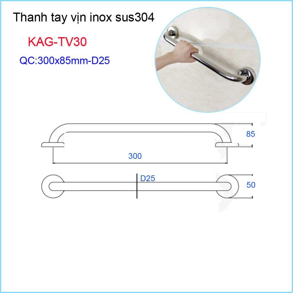 Thanh tay vịn inox nhà tắm, tay vịn inox phòng tắm KAG-TV30