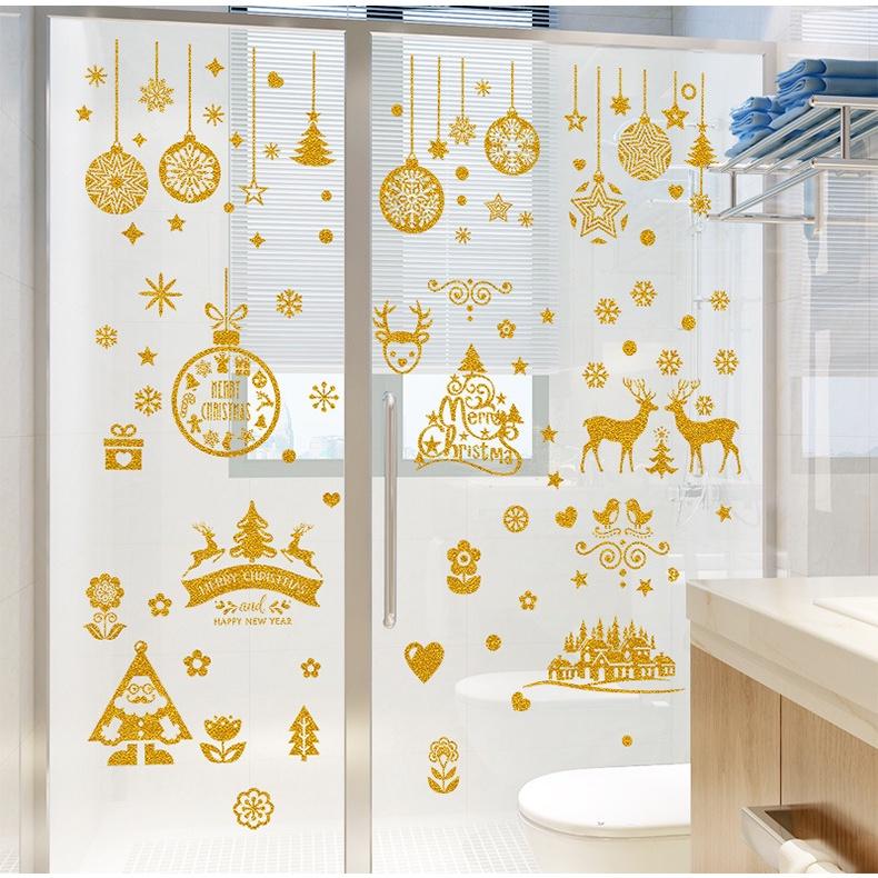 Decal Trang Trí Noel Hai Mặt Hít Tĩnh Điện - PHỤ KIỆN NOEL KIM TUYẾN NHIỀU MẪU