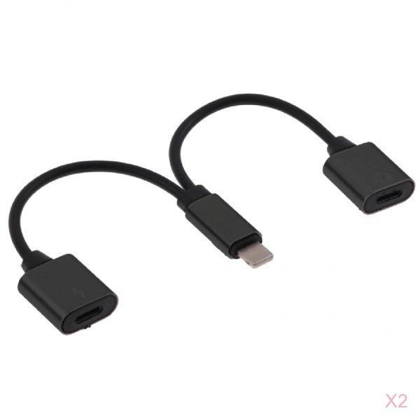 2 X Splitter Adapter and Charge Cable for 7 8 Plus black