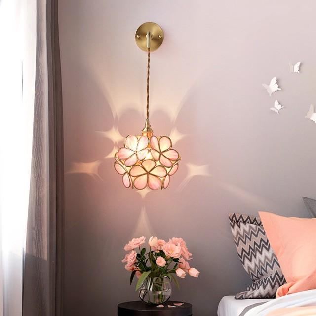 Đèn trang trí, đèn thả hoa chất liệu đồng nguyên chất