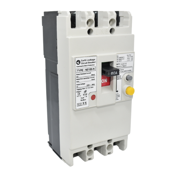 Cầu dao chống giật ELCB 3 Pha 15A/20A/30A/60A - 30mA - NE-100N-3 - Chính hãng NHD