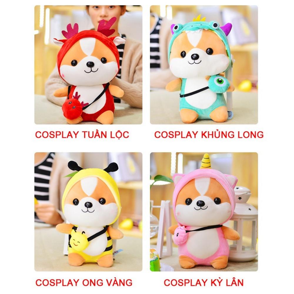 Gấu Bông Chó Shiba Cosplay Mềm Mịn Size Nhỏ 25 cm Hàng Cao Cấp