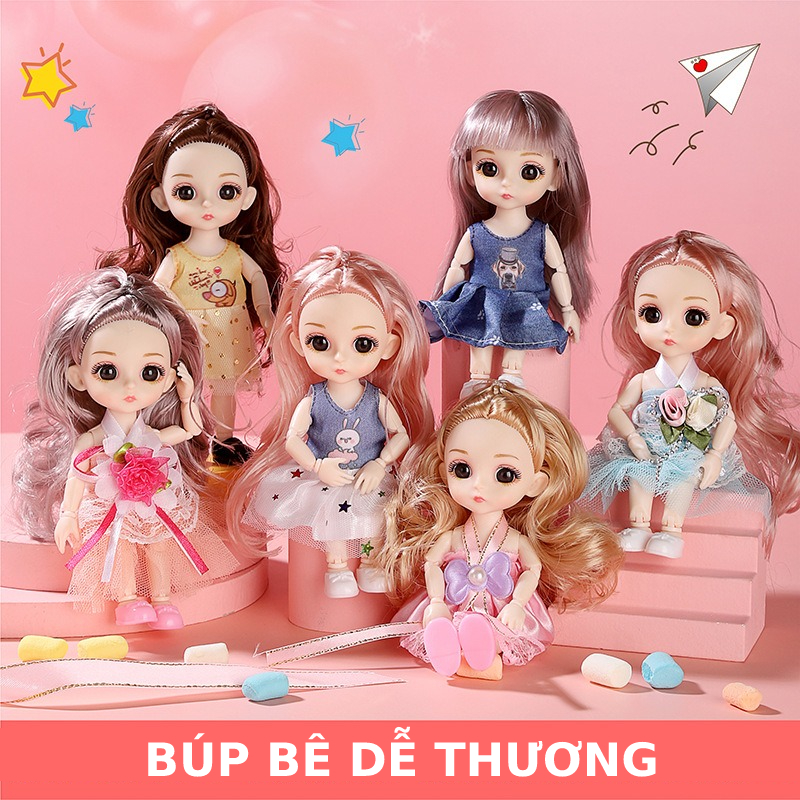 Đồ chơi búp bê 23 khớp xinh xắn cao 17cm dễ dàng cử động, đồ chơi dễ thương cho bé gái