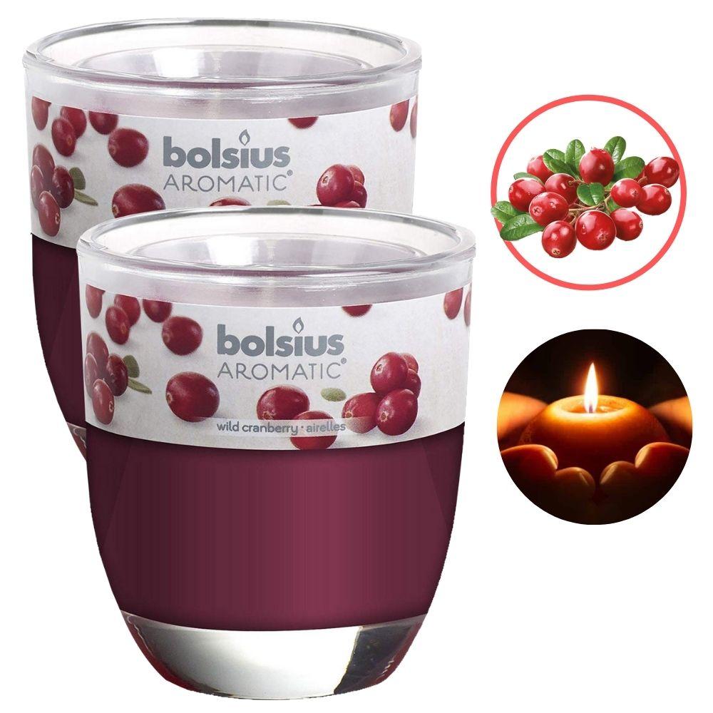 Combo 2 ly nến thơm tinh dầu Bolsius Wild Cranberry 105g - nam việt quất, nến trang trí, thơm phòng, thư giãn, Hỗ trợ khử mùi