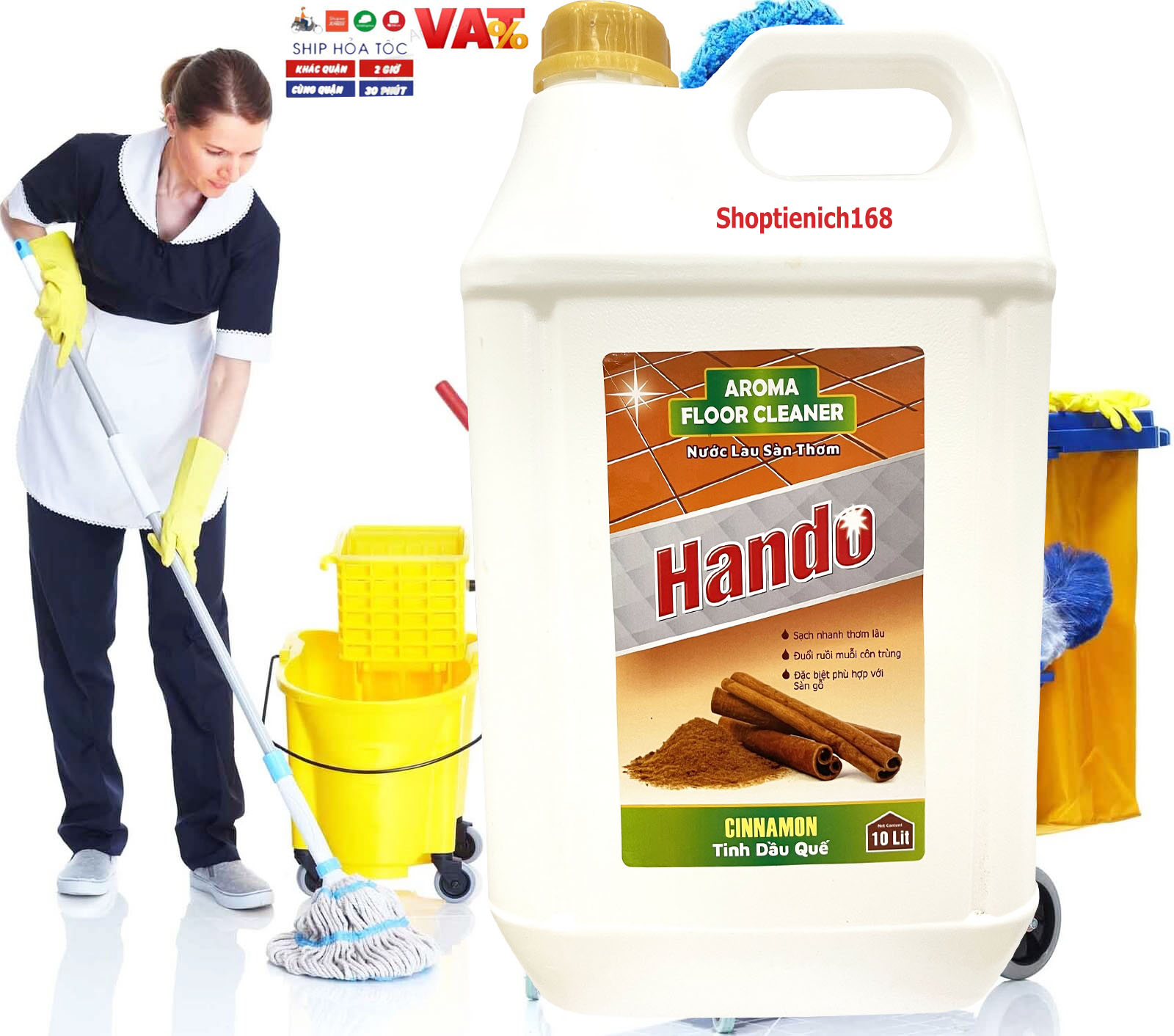 [NHÀ SẠCH THÌ MÁT] Nước thơm lau sàn Hando 10L Hương Quế dùng cho Nhà hàng,khách sạn,vệ sinh công nghiệp