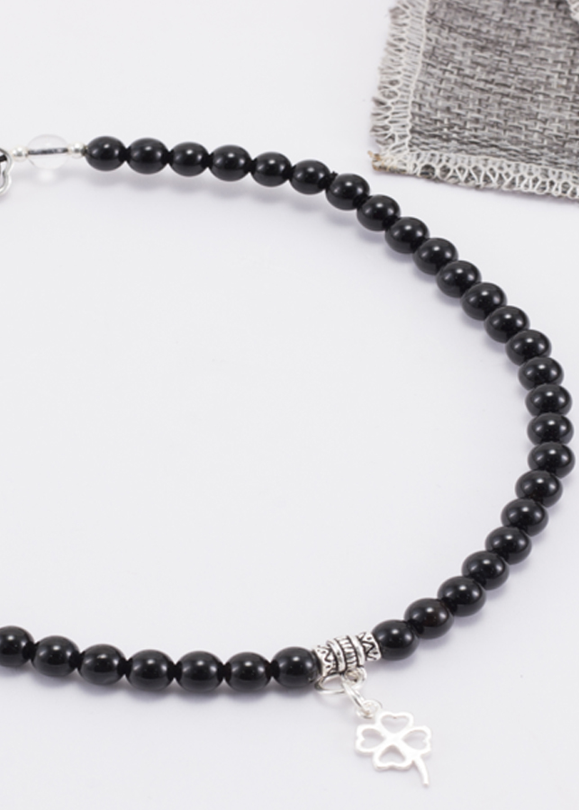 Vòng 2 Line Đá Núi Lửa Phối Charm Bạc Ngọc Quý Gemstones