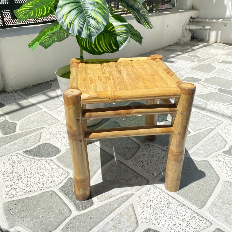 Bàn ghế mây tre + Đôn tre - 2 đôn tre + 1 bàn