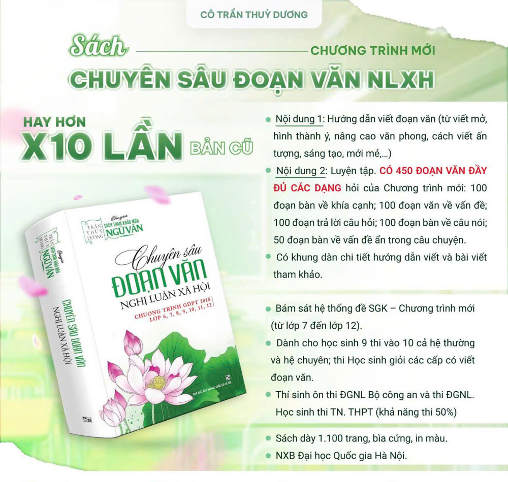 Sách - Chuyên sâu Đoạn văn Nghị luận xã hội - Cô Trần Thùy Dương