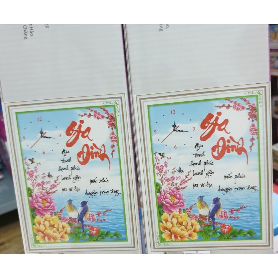 Tranh đá gia đình hoa mẫu đơn đồng hồ LG1489 - kích thước: 50 * 65cm.
