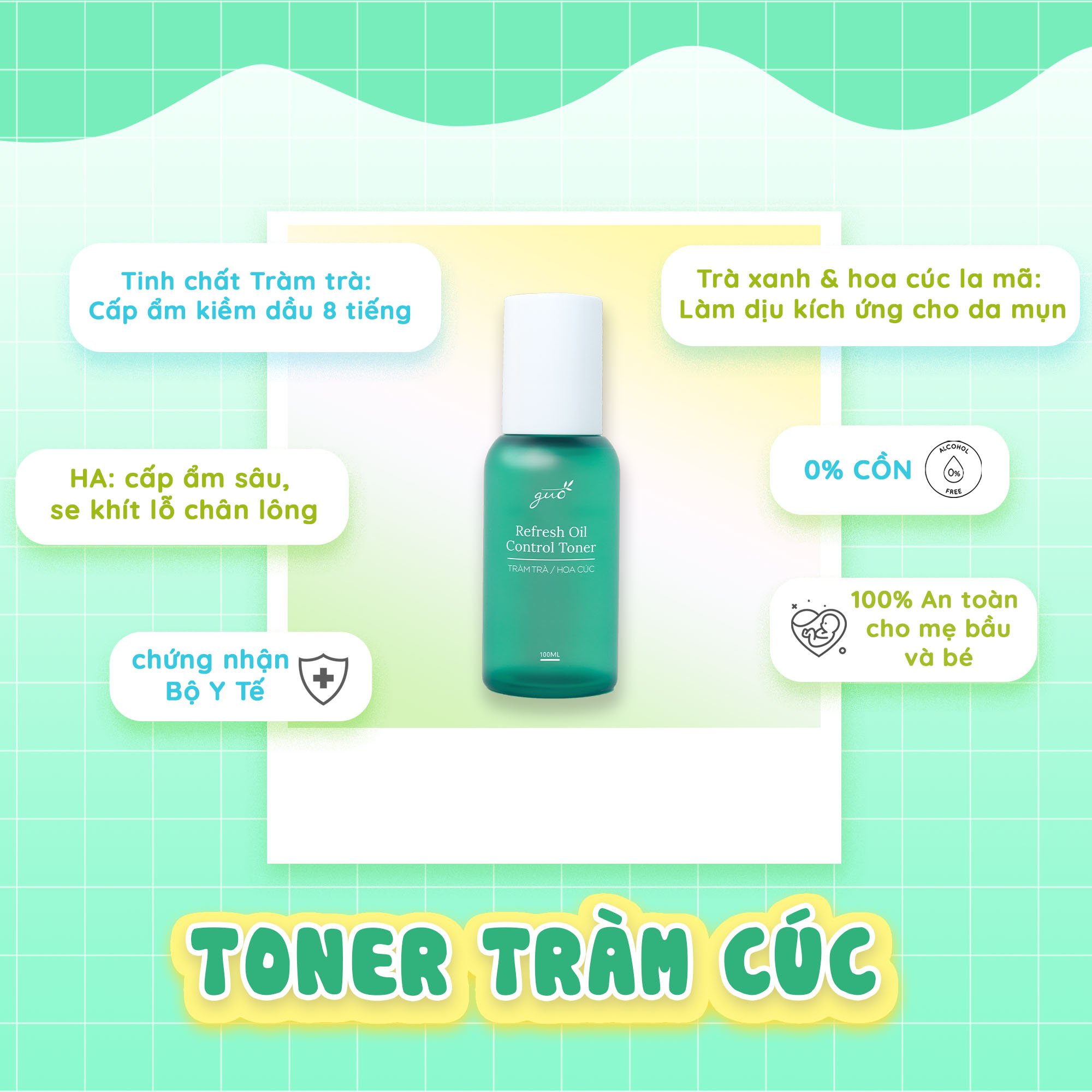 Nước hoa hồng an toàn cho bà bầu GUO Refresh Oil Control Toner 100ml