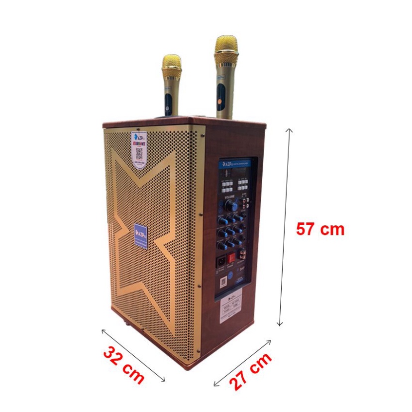 Loa Kéo Di Động Karaoke Công Suất Lớn Azpro 1095A Bass 25cm Có Reverb Tặng Kèm 2 Mic Chống Rú Cực Tốt Hát Liên Tục 5h - Hàng Chính Hãng