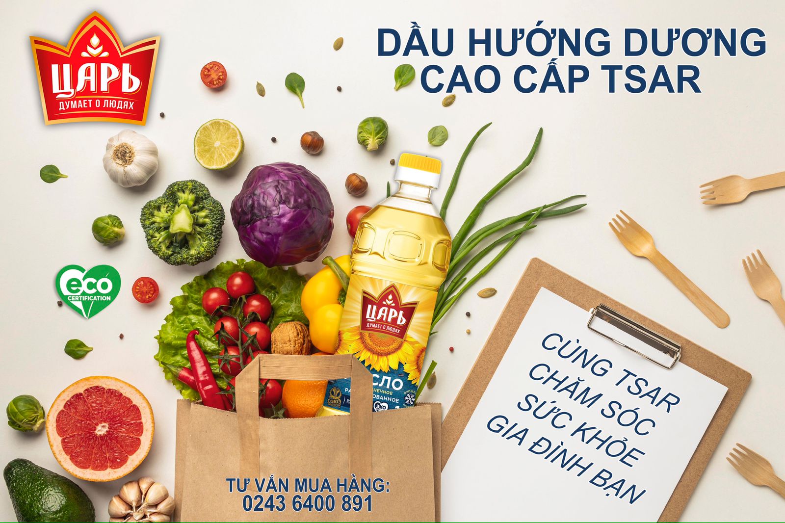 Combo 1 thùng Dầu hướng dương TSAR (15 chai 1L)