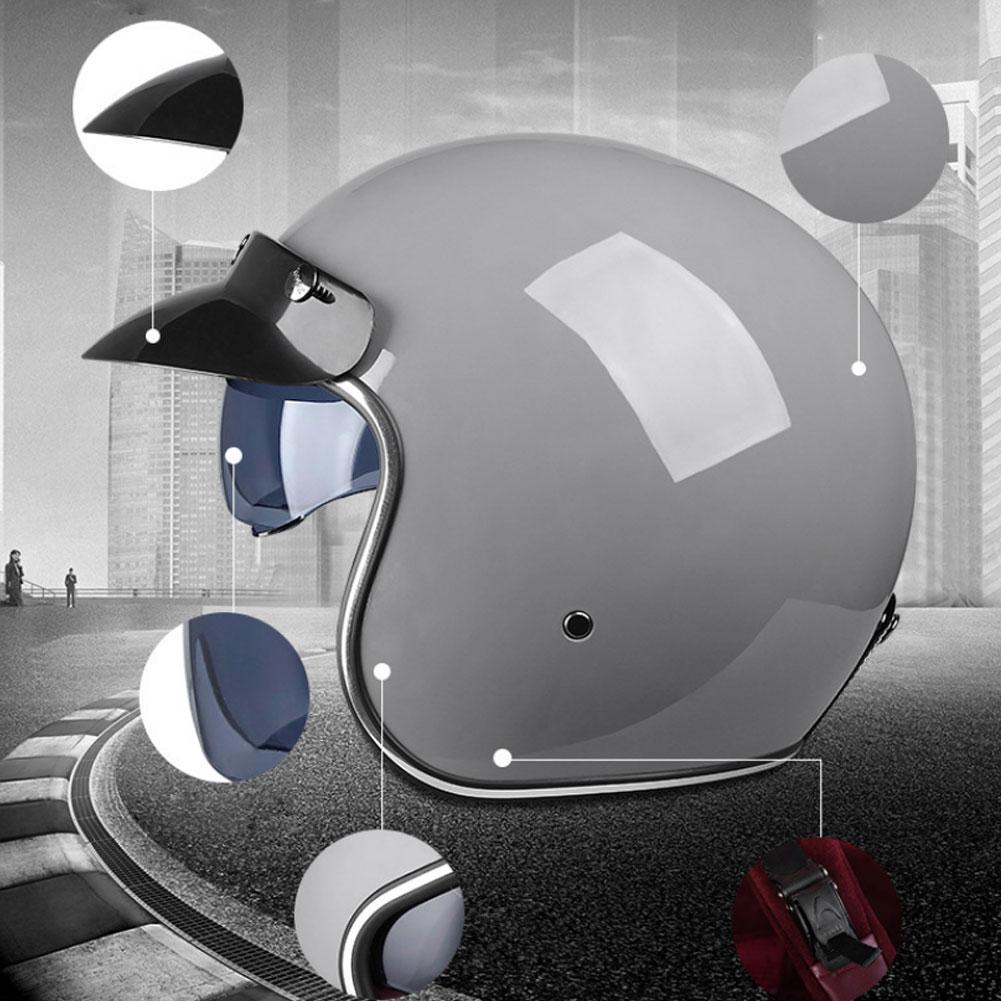 Retro Motorcycle Helmet 3/4 Open Face Dual Lens Electric Bicycle Helmet Summer Motorbike Helmet