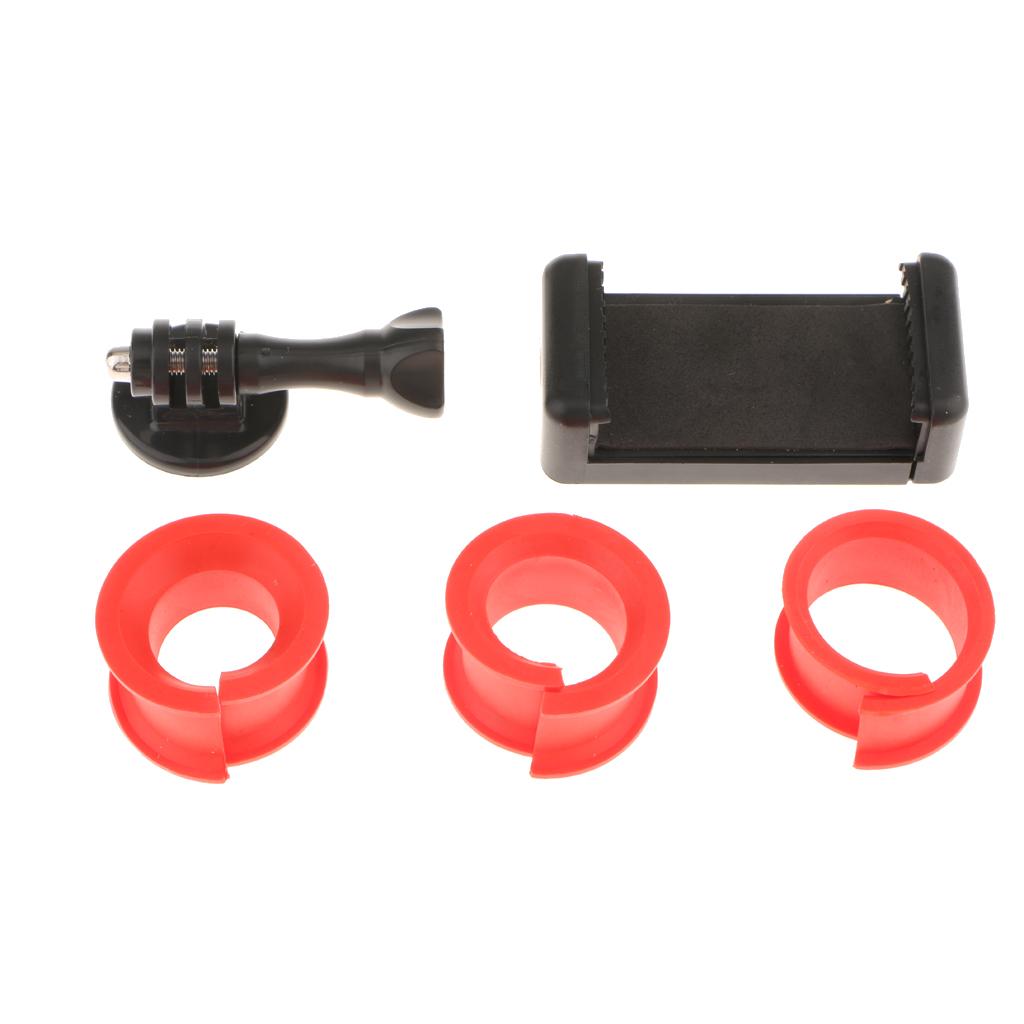 Bike Handlebar Mount Clamp Adapter With Phone Clip For Go Pro Smartphone