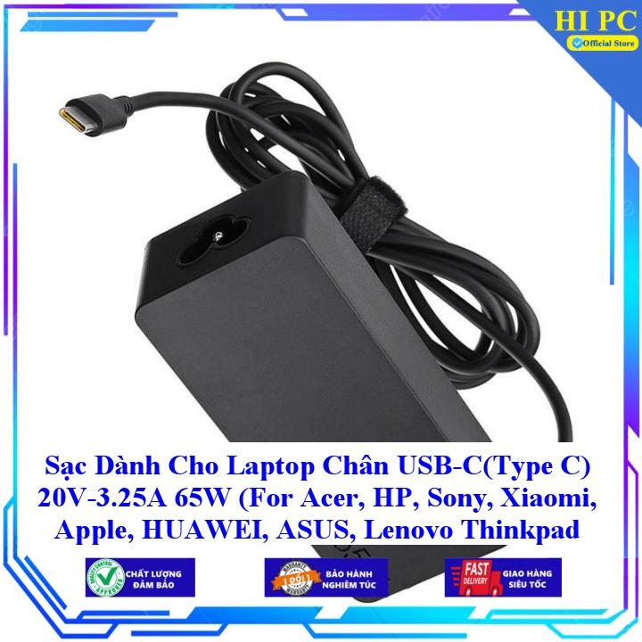 Sạc Dành Cho Laptop Chân USB-C(Type C) 20V-3.25A 65W ( For Acer HP Sony Xiaomi Apple HUAWEI ASUS Lenovo Thinkpad ) - Kèm Dây nguồn - Hàng Nhập Khẩu