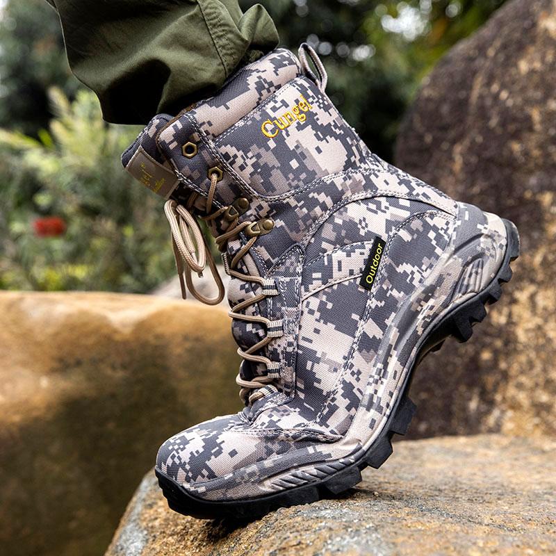 Cungel mới phong cách nóng bỏng đàn ông săn giày đi bộ đi bộ đi bộ đi bộ mùa đông ngoài trời đi bộ trên núi Color: 002-brown Shoe Size: 44