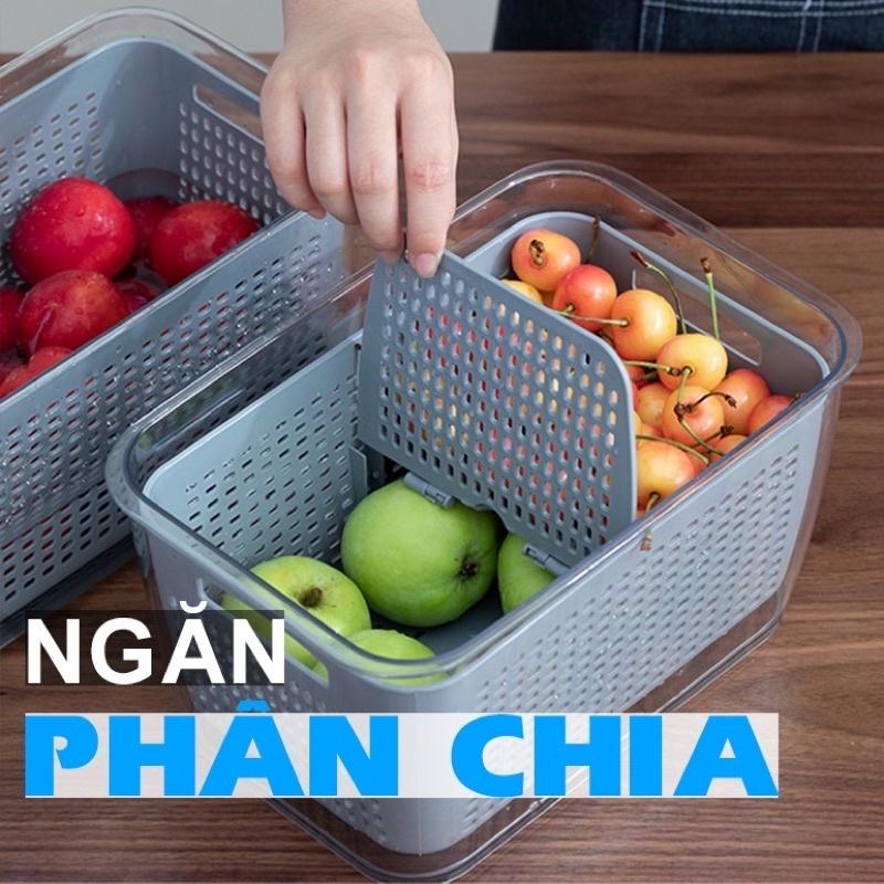 SET 2 Hộp Nhựa 2 lớp TO Đựng Thực Phẩm Tủ Lạnh thoát nước thoát khí nắp hút chân không bảo quản thực phẩm