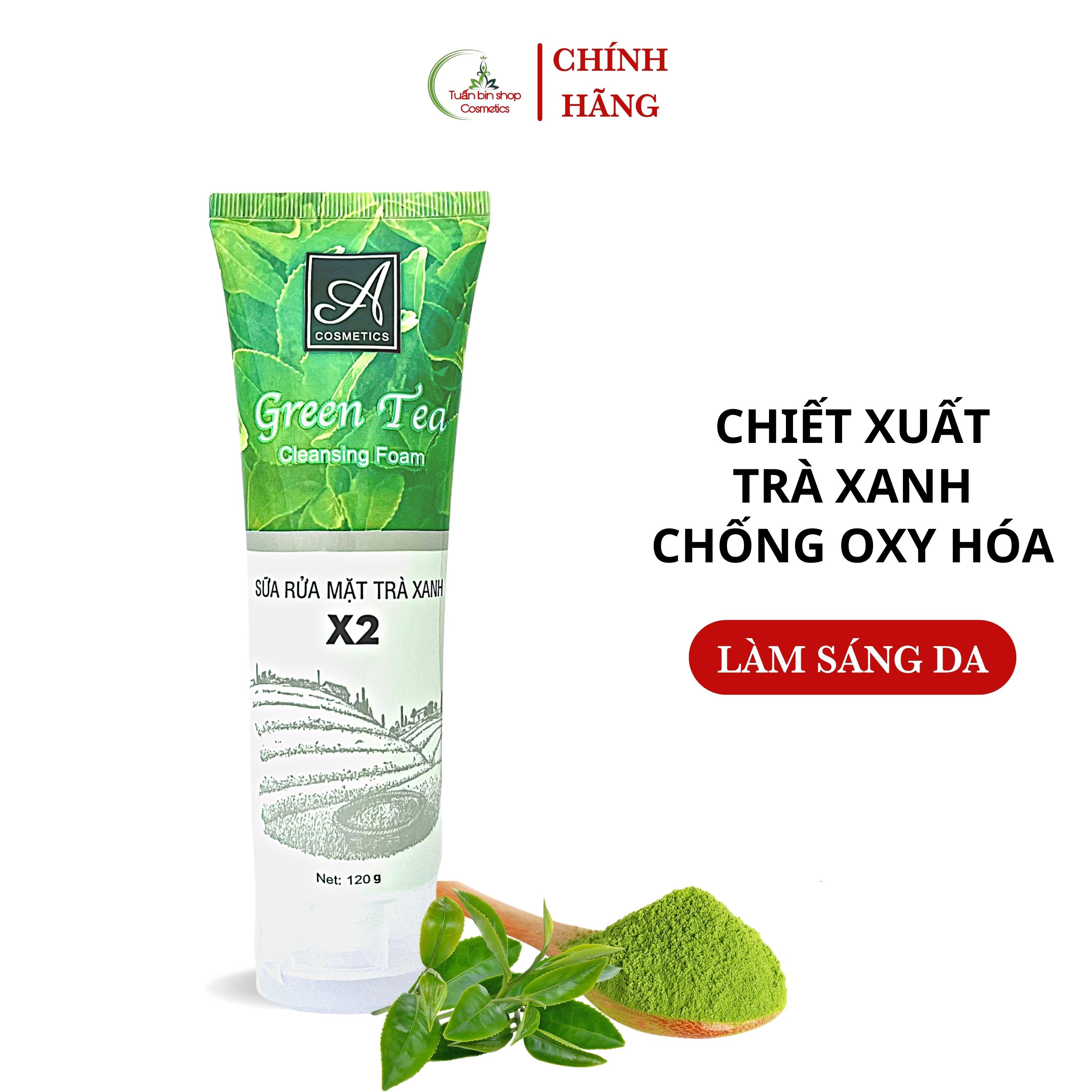 Sữa rửa mặt trà xanh x2 Acosmetics, kiềm dầu, sạch bã nhờn, làm trắng da 120g