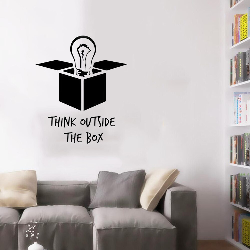 Decal Tiếng Anh Dán Trang Trí Văn Phòng Truyền Cảm Hứng "Think outside the box" mẫu số 1