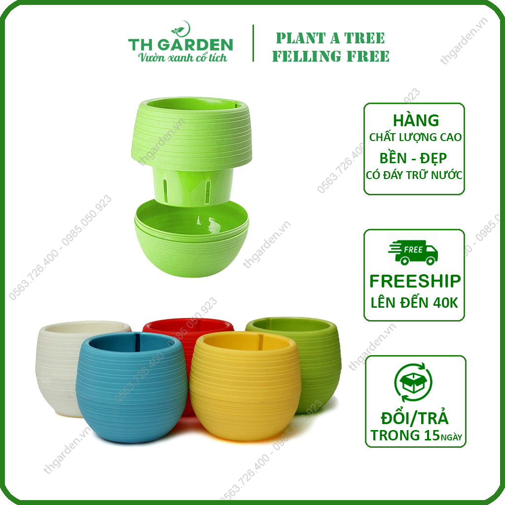 Chậu Trồng Sen Đá Mini TH Garden - Có Đáy Trữ Nước, Trồng Sen Đá, Xương Rồng Cực Đẹp - Sử Dụng Decor Phòng, Trang Trí Sân Vườn
