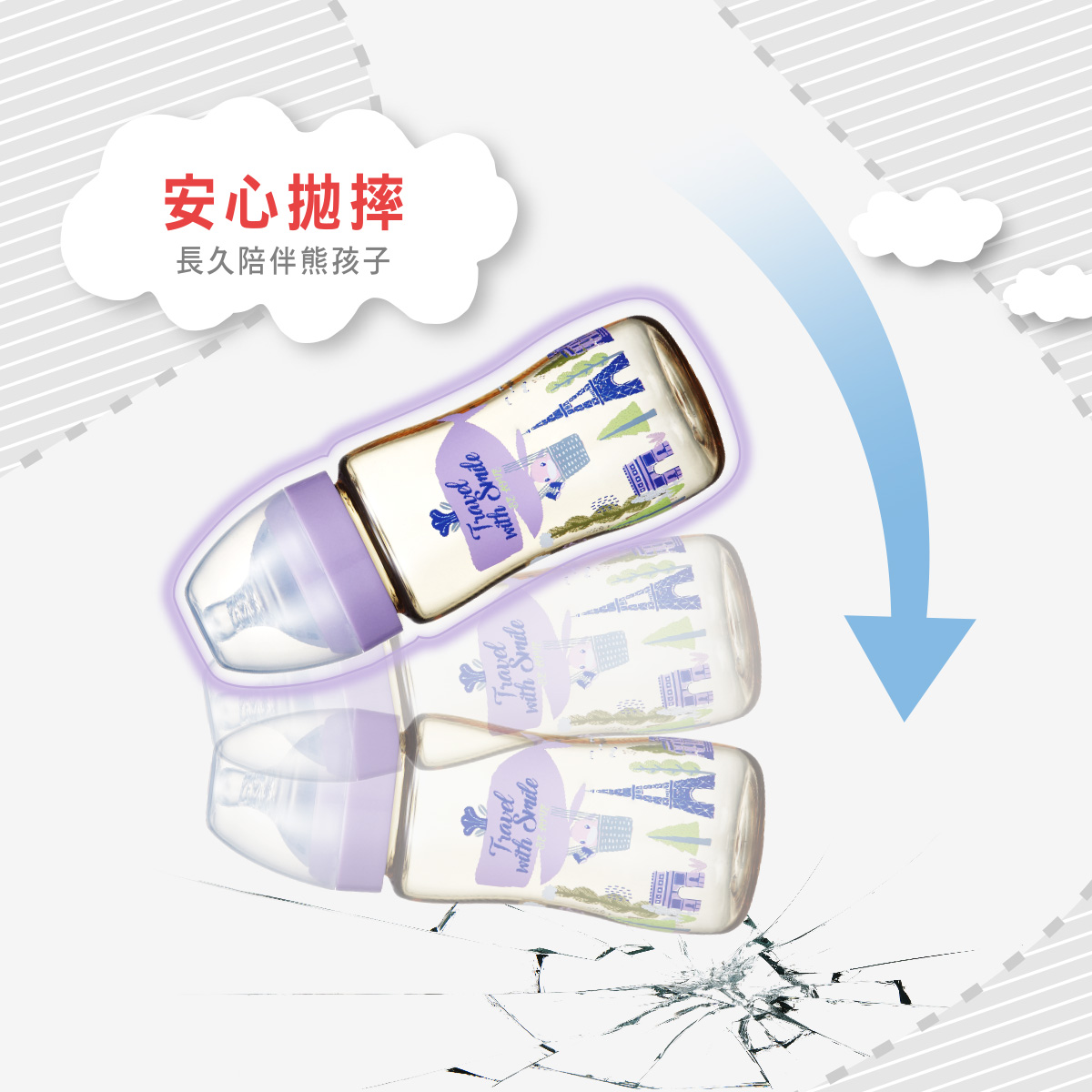 Bình sữa cổ rộng nhựa PPSU phiên bản đặc biệt kuku ku5877 màu tím 330ml