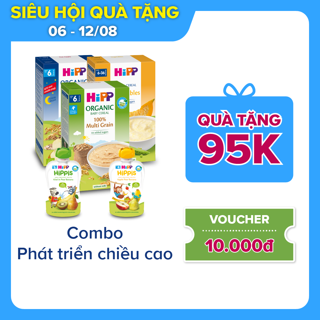 Combo ăn dặm HiPP Organic số 9: Phát triển chiều cao