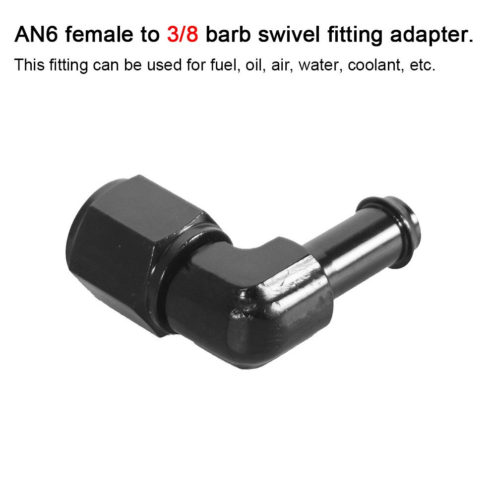 AN6 Female to 5/16 Barb Fitting Adapter 90 Degree Swivel Aluminum Oil Fuel Line Hose Connector