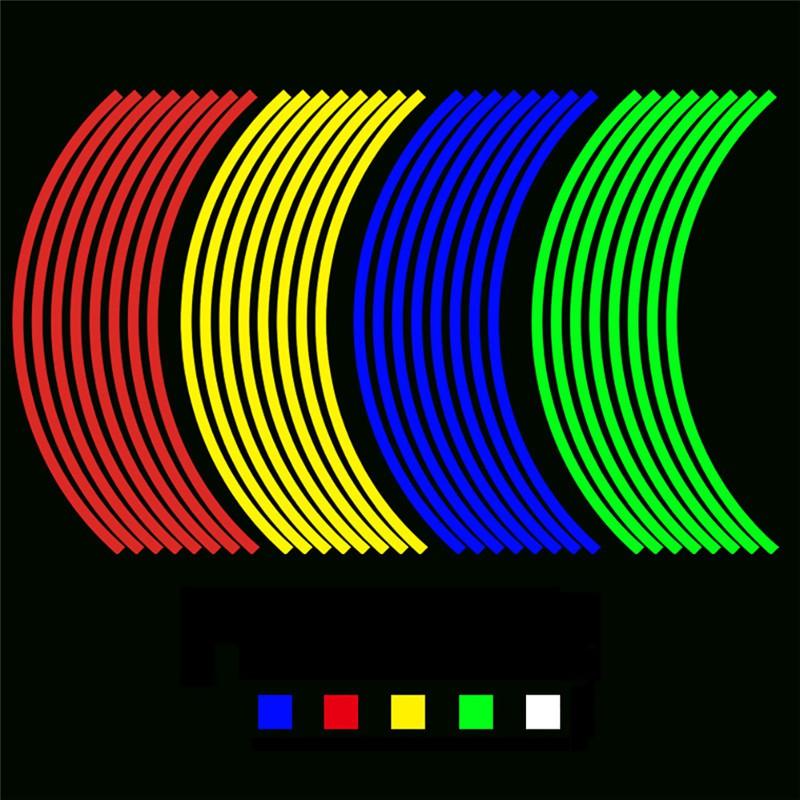 NEW 16Pcs Strips Reflective Motorcycle Car Rim Stripe Wheel Decal Tape Sticker StripsMotorcycle Car Rim Stripe Wheel Decal Tape Sticker Lots Reflective Motorcycle Tire Stickers Reflective Strip Tire Aperture Stickers Car Stickers