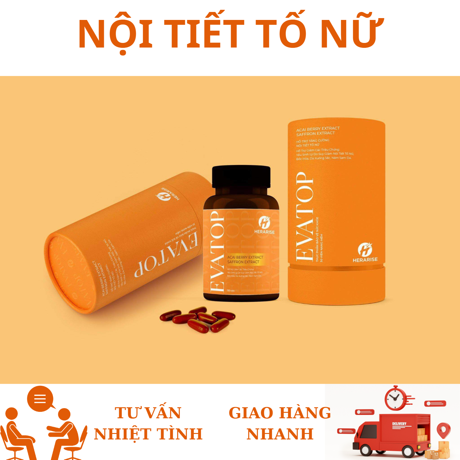 [Mua 2 Tặng 1] Combo 2 Hộp Viên Uống Evatop + Tặng 1 Dung Dịch Vệ Sinh Phụ Nữ Evatop Hera