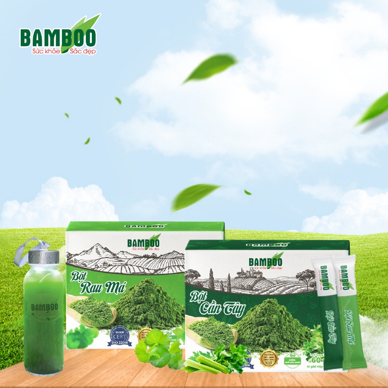 Combo bột cần tây - bột rau má Bamboo nguyên chất, siêu mịn