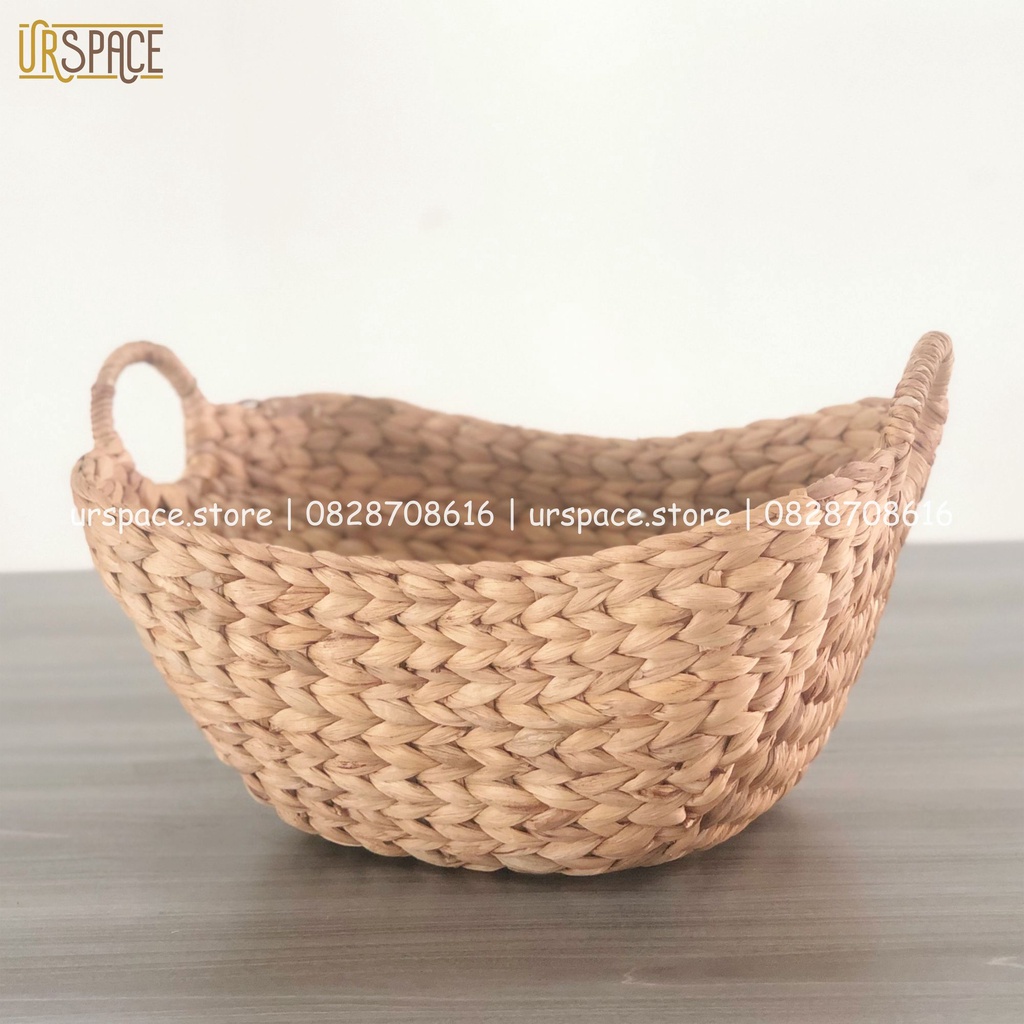 Giỏ cói URSPACE đựng quần áo, khăn lông, quà tặng hình thuyền có quai cầm trang trí decor / HYACINTH BOAT BASKET