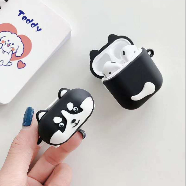 Ốp bảo vệ tai nghe husky đen dành cho case airpod 1/2/Pro chống va đập