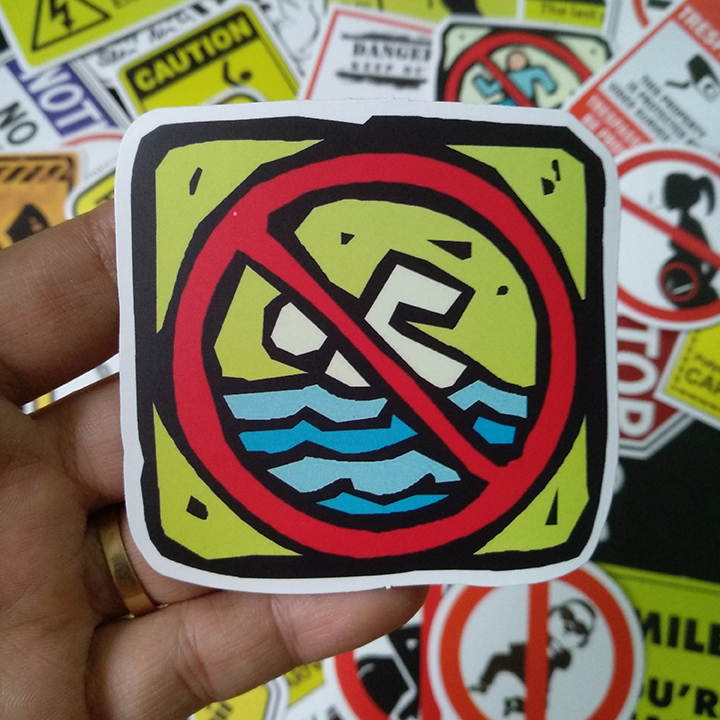 Bộ Sticker dán cao cấp chủ đề WARNING - Dùng dán Xe, dán mũ bảo hiểm, dán Laptop